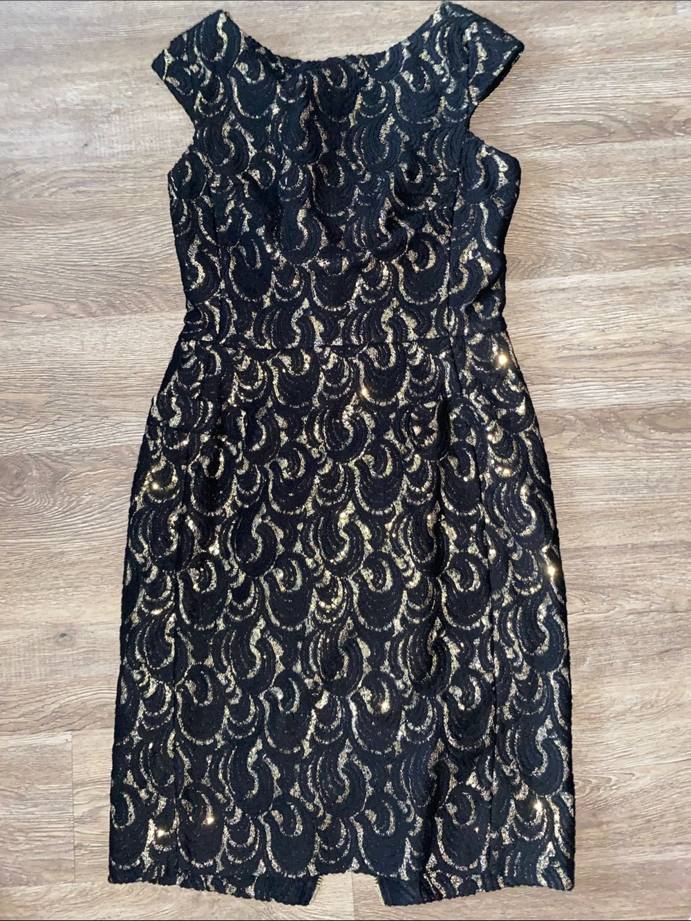 Byron Lars VAVooooom Elegant Black and Gold Lace Cocktail Dress